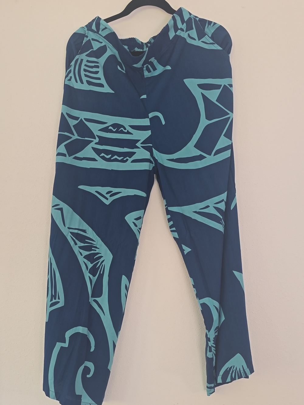 Blue & Teal Tropical Print Palazzo Pants